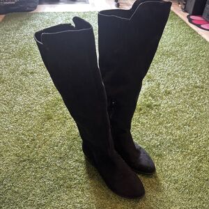 Indigo Rd. WAREN2 Black Suede Round Toe Pull On Over The Knee Slouch Boots 7.5 M
